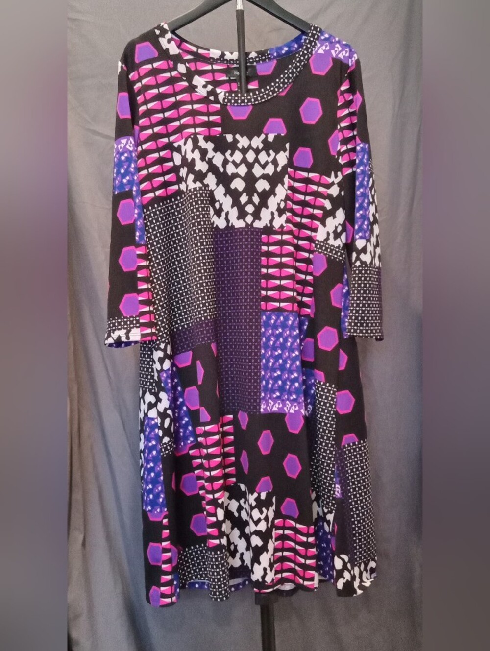 Style & Co. Colorful Geometric Patchwork Midi Dress Women's Size 14